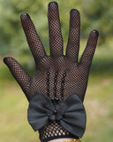 1 Pair Children's Pink Lace Hollow Bow Princess Gloves (4 Colours)