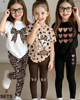 Girls 6-Piece Cute Print T-Shirt & Leggings Set