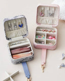 French Style Elegant Floral Leather Jewelry Box – Pink/Blue