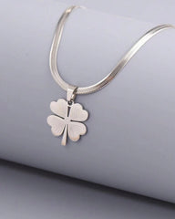 Silver Four-Leaf Clover Pendant Necklace