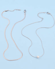 2pcs Silver Faux Pearl Decor Necklace for Women