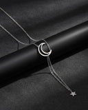 Japanese-Korean Style Moon and Star Silver Necklace