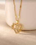 1pc Elegant Premium Quality Heart & Flower Alphabet Pendant Necklace
