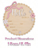 Pink Floral Newborn Baby Girl Birth Announcement Wooden Plaque