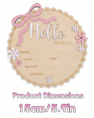 Pink Floral Newborn Baby Girl Birth Announcement Wooden Plaque