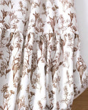 Tween Girl 2Pcs Outfit – Brown Faux Pearl Top & Floral Ruffle Skirt Set