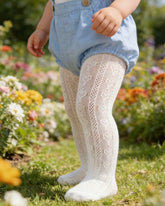 Baby Girls White Heart Mesh Thigh High Leggings