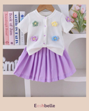 Embroidered Knit Top & Pleated Skirt Set