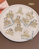 10-Piece Alloy Rhinestone & Faux Pearl Hair Clip Set