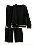 Women Sweater & Wide Leg Pants Two-Piece Suit