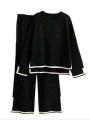 Women Sweater & Wide Leg Pants Two-Piece Suit