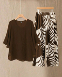 2pcs Chiffon Batwing Sleeve Set – Elegant & Flowy Outfit