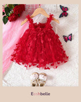 Baby Girl’s Butterfly Applique Stylish Tiered Dress (Straps)