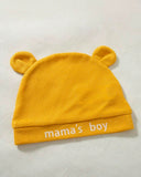 Newborn Baby Boy Yellow Bear Jumpsuit Set with Letter Embroidered Romper & Hat