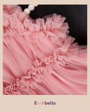 Baby Girls Pink Mesh Overlay Frill Trim Cami Dress