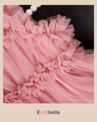 Baby Girls Pink Mesh Overlay Frill Trim Cami Dress