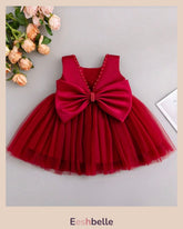 Baby Girls Big Bow Decor Mesh Patchwork Sleeveless Dress (9 Colours)