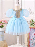 Baby Girl Elegant Royal Lace Trimmed V-Neck