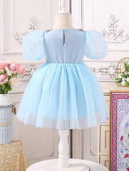 Baby Girl Elegant Royal Lace Trimmed V-Neck