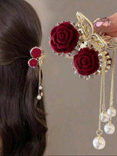 Rhinestone Rose & Butterfly Hair Clip 🌹🦋