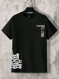 Men Summer Letter Print Round Neck Short Sleeve Casual T-Shirt