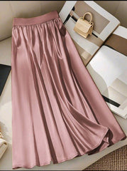 Women Knotted Waist Elegant Solid Color Skirt
