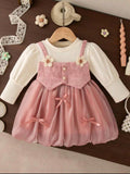 Baby Girls Pink Floral Bow Princess Dress