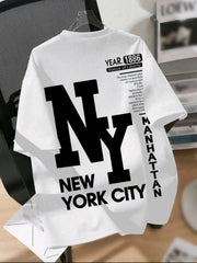 Oversized NY New York Graphic at Back Loose T-Shirt for Women