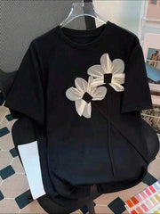 Plus Size Women B&W Fitted Casual T-Shirt