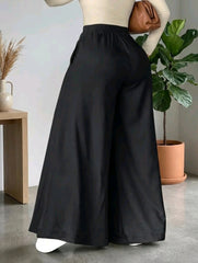 Women Solid Color Casual Loose Wide-Leg Pants
