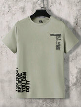 Men Summer Letter Print Round Neck Short Sleeve Casual T-Shirt