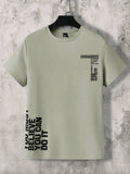 Men Summer Letter Print Round Neck Short Sleeve Casual T-Shirt