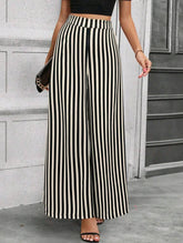 Women Contrast Stripe Wide Leg Casual Commuting Pants