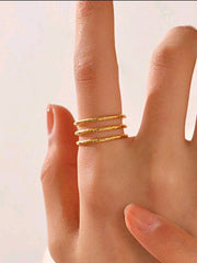 18K Gold Plated Geometric Line Open Ring for Women Stainless Steel