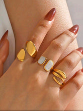 3pcs Stainless Steel 18K Gold-Plated Geometric Open Ring Jewelry Set