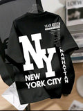 Oversized NY New York Graphic at Back Loose T-Shirt for Women