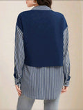 Women Vertical Stripes Color Block Casual Shirt