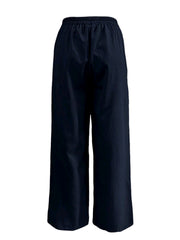 Women Dark Blue Pleated Wide-Leg Pants