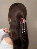 Rhinestone Rose & Butterfly Hair Clip 🌹🦋