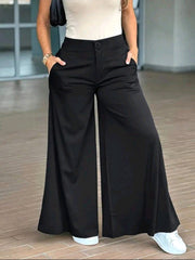 Women Solid Color Casual Loose Wide-Leg Pants