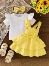 3-Piece Baby Girl Suspender Dress Set (yellow and Pink)