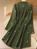 Women Floral Print Button Half Placket Long Sleeve Casual Dress