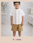 Boys Floral Print Collared Shirt And Khaki