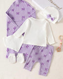 6 pc Newborn Baby Girl Cotton Outfit Set – Purple