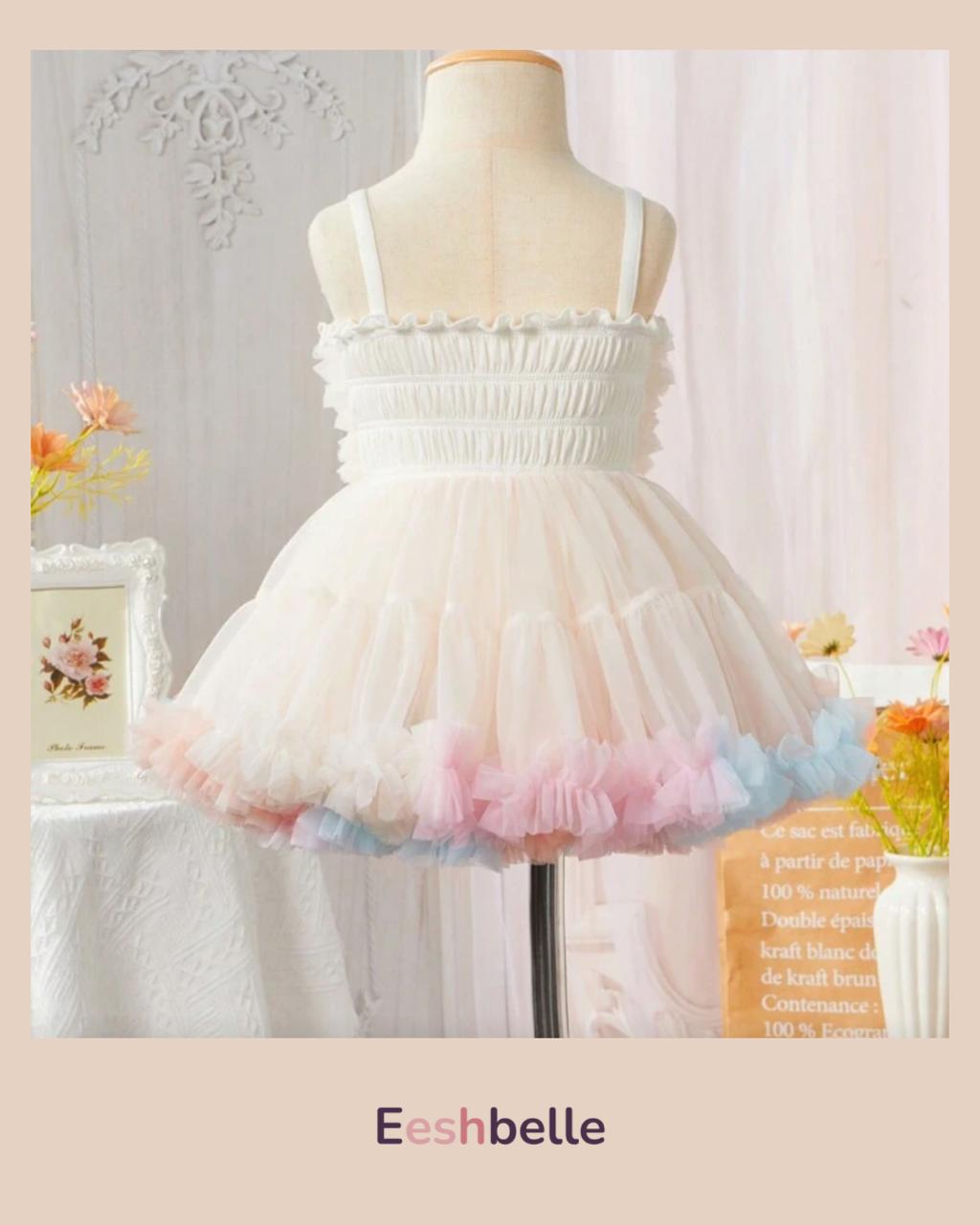 White Baby Girl Luxurious Ballet Sleeveless Party Dress – Spring / Summer