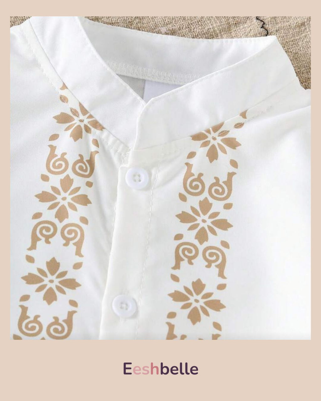 Boys Floral Print Collared Shirt And Khaki