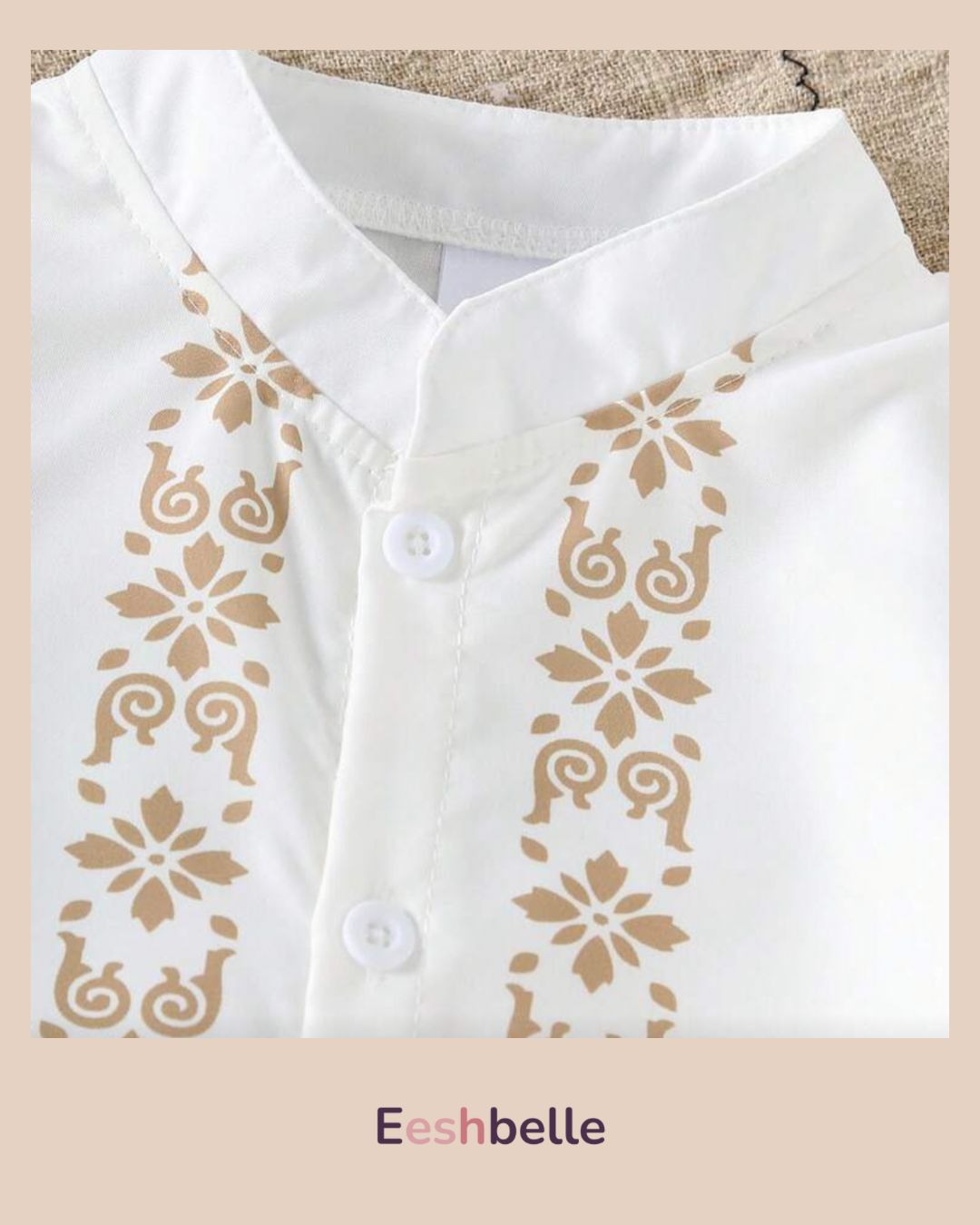 Boys Floral Print Collared Shirt And Khaki