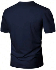 1pc Summer Contrast Colour Casual Round Neck Men's Short Sleeve T-Shirt