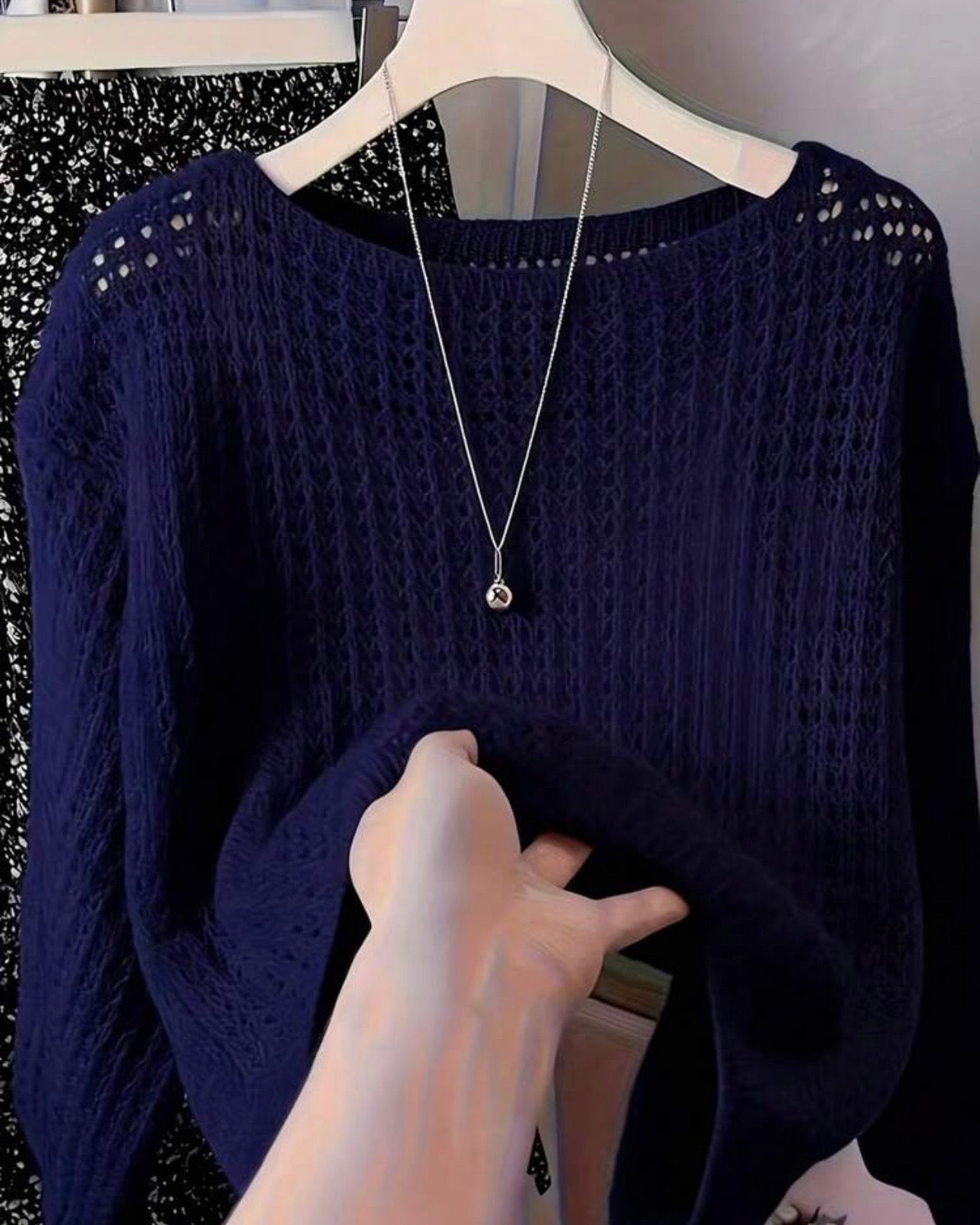 Casual Loose Solid Color Hollow Out Slouchy Semi-Sheer Thin Knit Top (6 Colours)