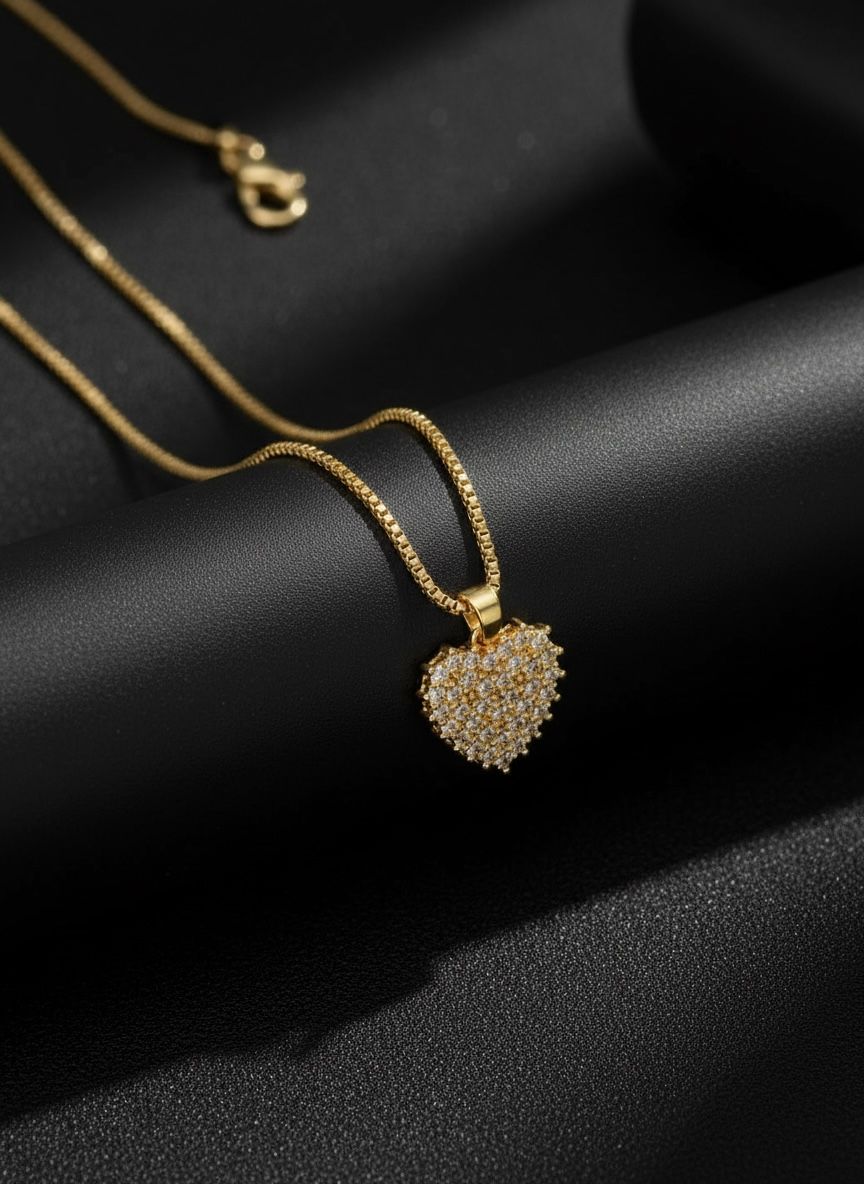 Golden Heart Stones High Quality Necklace